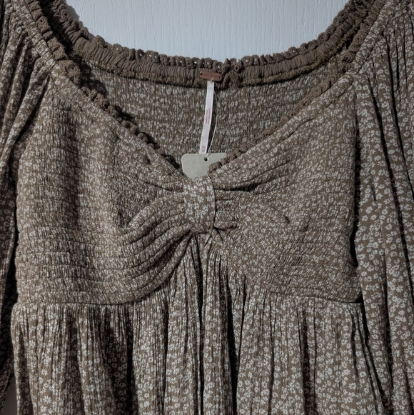 NWT Free People | Brittnee Printed Top In Tropical Nut - Picture 7 of 13